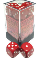 Opaque 16mm d6 Red/white Dice Block (12 dice)