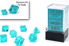Translucent Mini-Polyhedral Teal/White 7-Die Set CHX 20385