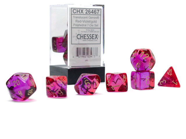 CHX 26467 Translucent Gemini Red-Violet/gold 7-die set