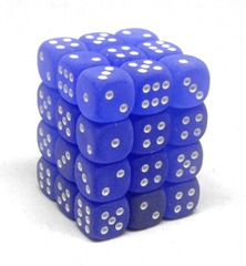 36 Blue /white Frosted 12mm D6 Dice Block - CHX27806