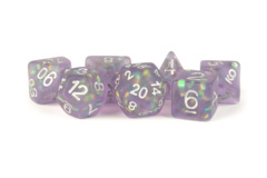 Icy Opal 16mm Resin Poly Dice Set: Purple with Silver Numbers