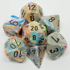 7 Vibrant w/brown Festive Polyhedral Dice Set - CHX27441
