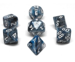 POLYHEDRAL 7-DICE SET - LUSTROUS - SLATE/WHITE