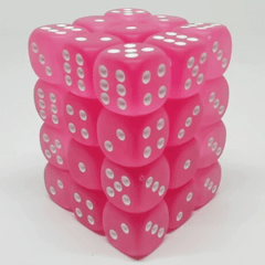 36 12mm Pink w/White Frosted D6 Dice - CHX27864