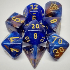 CHESSEX - LAB DICE - POLYHEDRAL 7-DICE SET - LUSTROUS AZURITE/GOLD - CHX30055