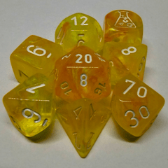 CHX30053 - Polyhedral 7-Die Set - LAB DICE - BOREALIS CANARY/WHITE