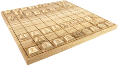 Shogi - Folding Wooden Board with Engraved Wooden Pieces