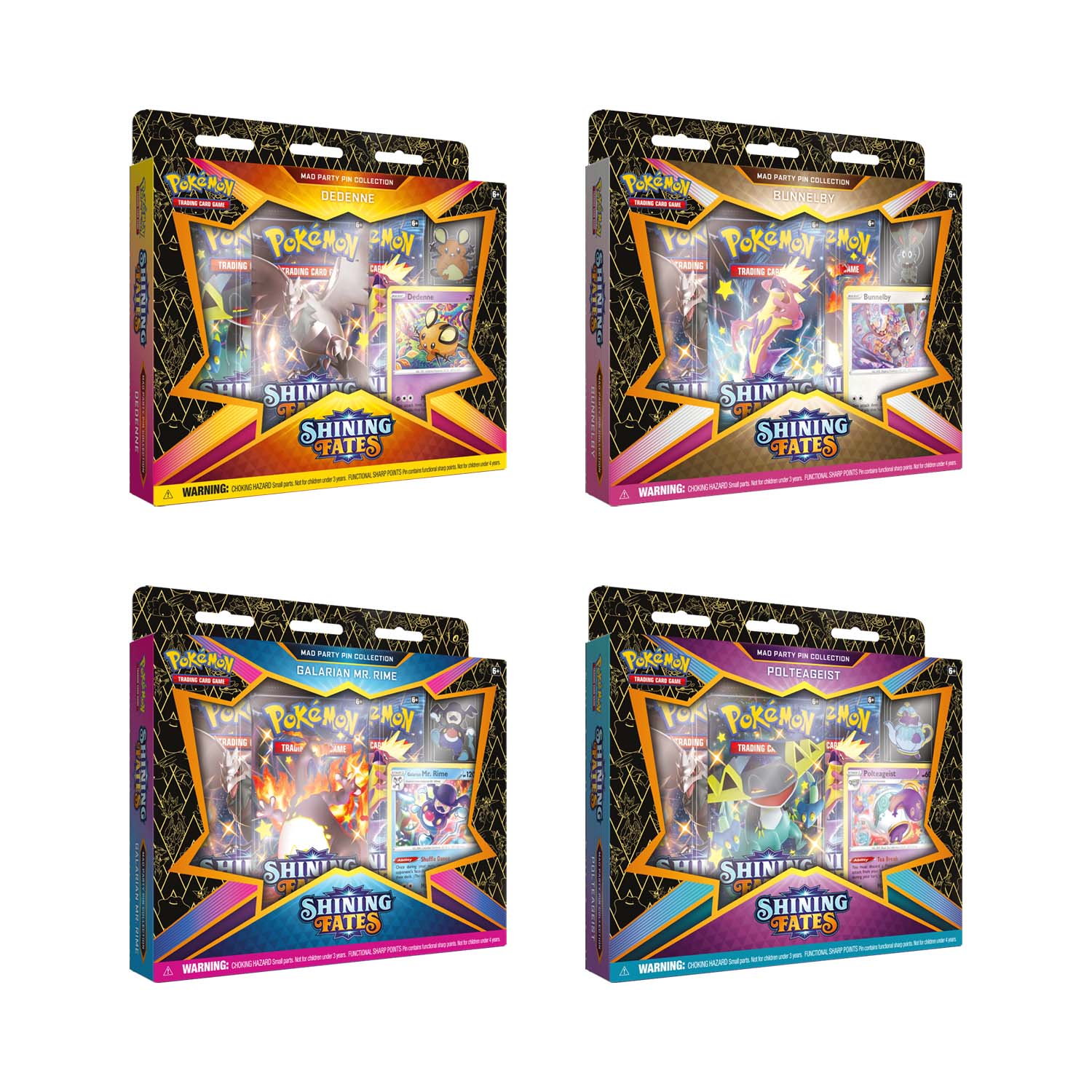 Shining Fates Mad Party Pin Collection SEALED Display Box of 8
