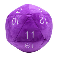 Jumbo D20 Dice Plush in Purple with Silver Numbering