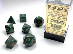 Opaque Dusty Green / Copper 7 Dice Set - CHX25415