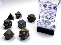 Opaque Dark Grey / Copper 7 Dice Set - CHX25420