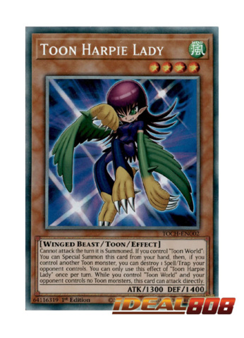 1x Toon Harpie Lady TOCH-EN002 Super Rare YuGiOh NM 1st Ed