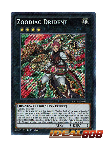 YuGiOh ZOODIAC DRIDENT Secret Rare RATE-EN053 1st Edition Mint 