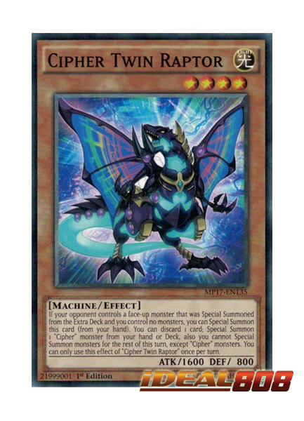 Details about   YU-GI-OH CARD CIPHER TWIN RAPTOR MP17-EN135 1ST EDITION 