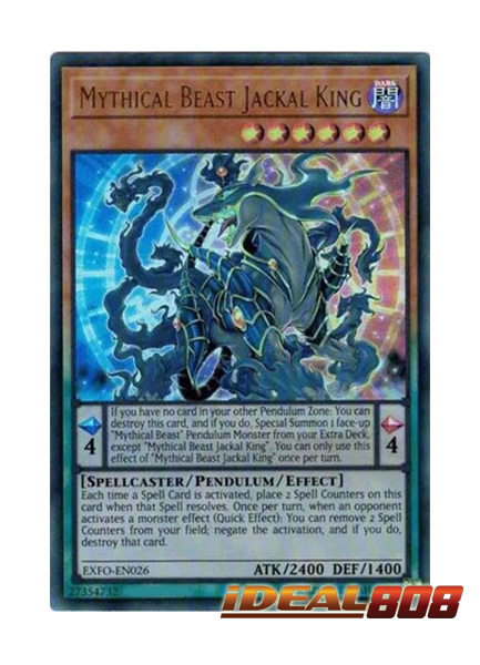 EXFO-EN026 Mythical Beast Jackal King Ultra Rare Near Mint Condition YuGiOh Card