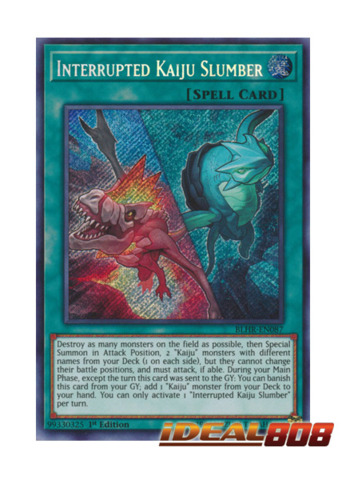 1x Yugioh Interrupted Kaiju Slumber Secret Rare BLHR 1st Edition Mint