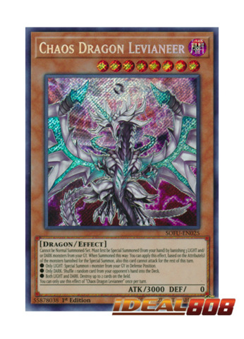 Yugioh Chaos Dragon Levianeer SOFU-EN025 Secret Rare NM//M 1st edition X1 Copy