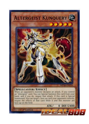 Yu-Gi-Oh: Altergeist Kunquery MP18-EN116 Common Card 1st Edition 