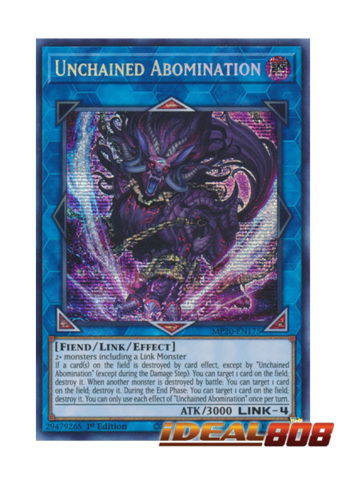 Unchained Abomination Prismatic Secret Rare 1st NM Yugioh MP20-EN175