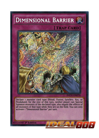 NM Yu-Gi-Oh Secret Rare Dimensional Barrier 1st Edition INOV-EN078 