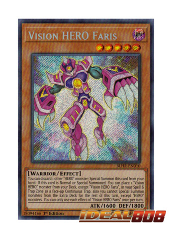 1x Vision HERO Faris Secret Rare 1st Edition NM YuGiOh BLHR-EN010 Battle