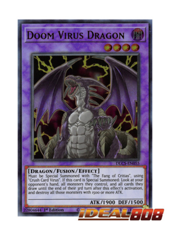 purple DLCS-EN055 Ultra Rare 1st Edition Doom Virus Dragon