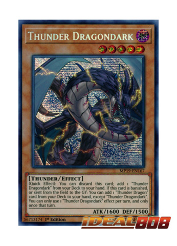 Prismatic Secret Rare MP19-EN167 Thunder Dragondark 1st EditionYuGiOh