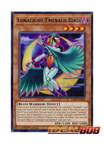 Lunalight Emerald Bird LED4-EN046 Silver Rare Yu-Gi-Oh Card 1st Edition New