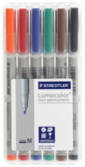 Staedtler Lumocolour Medium Wet-Erase Pens (6) - Mat Marker Set CHX 03156