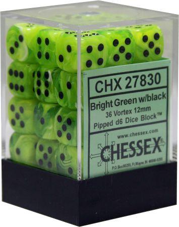 CHX 27830  Vortex Bright Green w/Black 12mm D6 (36)