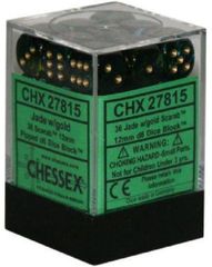 CHX 27815 Scarab Jade w/Gold 12mm D6 (36)
