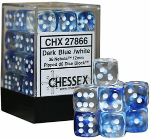 CHX 27866 Dark Blue w/White Nebula 12mm d6 (36)