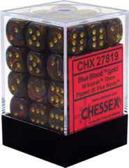 CHX 27819 Scarab Blue Blood w/Gold 12mm D6 (36)