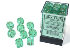 CHX 27975 Borealis Light Green/Gold 12mm d6 Dice Block (36 dice)