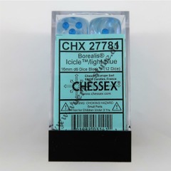 12 Icicle/Light Blue 16mm D6 Dice Block - CHX27781