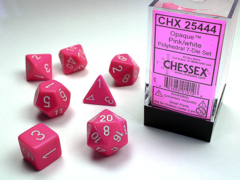 Opaque Polyhedral Pink/white 7-Die Set
