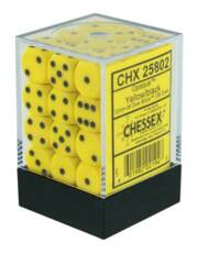 Chessex Opaque 12mm d6 Yellow w/ Black Dice Block - Set of 36