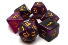 Old School - Galaxy Purple & Black Polyhedral 7-Die Set (120)