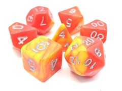 Old School - Vorpal Red & Yellow w/Silver 7-Die Polyhedral Set (64)