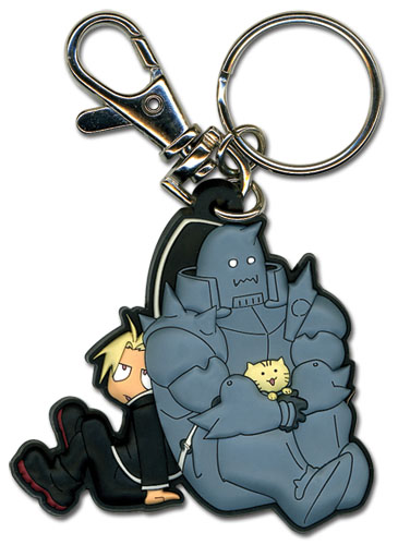 Fullmetal Alchemist: Brotherhood - Edward Elric Ed & Alphonse Elric Al W/ Kitty PVC Keychain