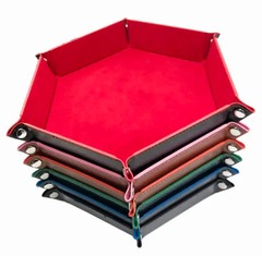 Foldable Dice Tray | Hexagonal Velvet and PU Leather Tray | Dungeons and Dragons | Dice Tray | DnD, RPG Games, TTRPG