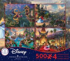 Thomas Kinkade: Disney Dreams 4 in 1 Rapunzel Cinderella Peter Pan Mickey - 500pc puzzle