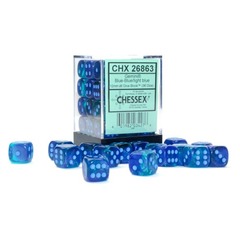 36 12mm Gemini Luminary Blue/Blue w/Light Blue D6 Dice - CHX26863