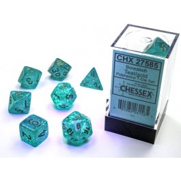 7 Borealis Teal w/Gold Luminary Polyhedral Dice Set - CHX27585