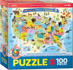 Illustrated Map of the United States of America - 100pc puzzle