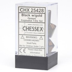 7 Black w/Gold Opaque Dice Set - CHX25428