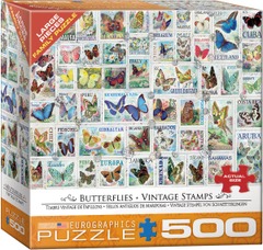 Butterflies Vintage Stamps - 500pc puzzle