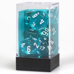CHX23085 7 Teal w/ White Translucent Polyhedral Dice Set
