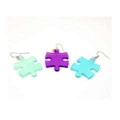 CHX54003 Hook Earrings Borealis Puzzle Piece Pair (Assorted Dice Colors)