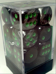 12 Gemini Black-Grey w/ Green 16mm D6 Set [CHX 26645]